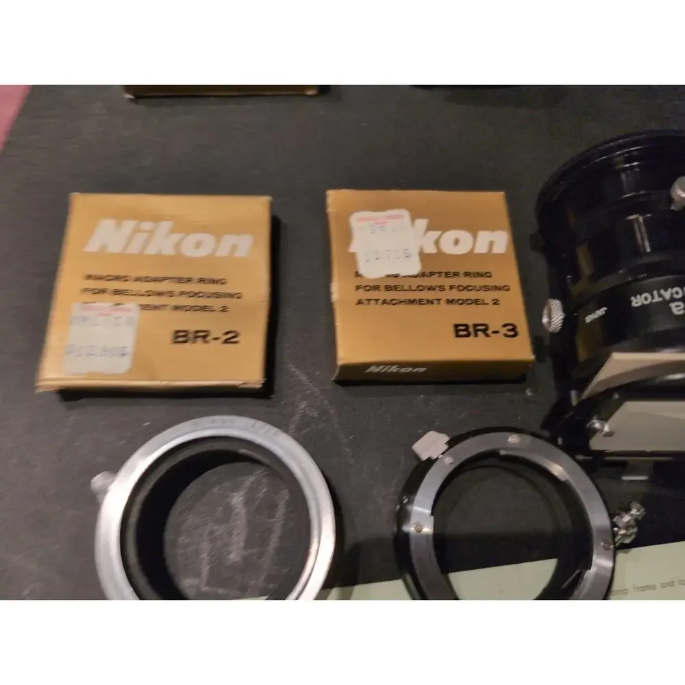 Nikon Bellows Focusing Attachment Model II w/ Box, BR-2 E-2 & BR-3 Macro...